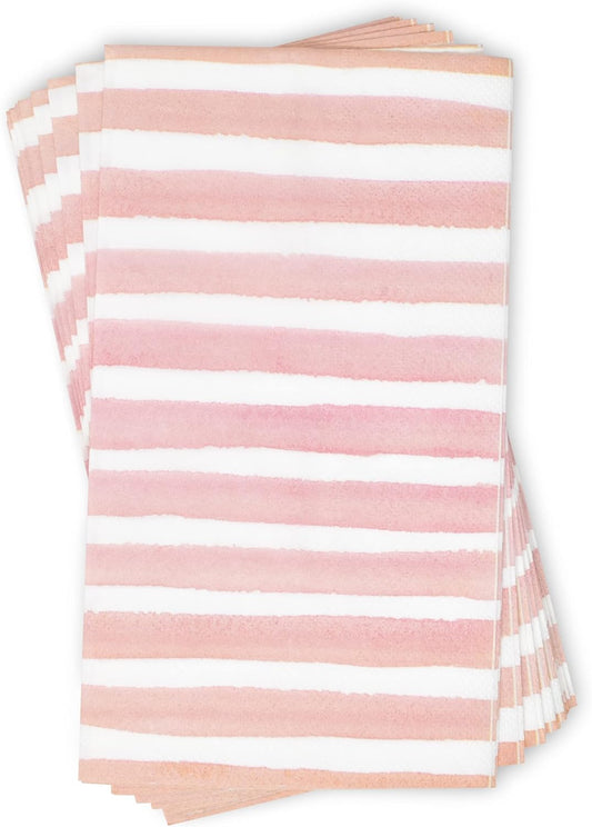 Gift Boutique 100 Pink & White Stripe Guest Napkins 3 Ply Disposable Paper Pack Striped Dinner Hand Napkin for Bathroom Powder Room Holiday Wedding Bridal & Baby Shower Decorative Towels