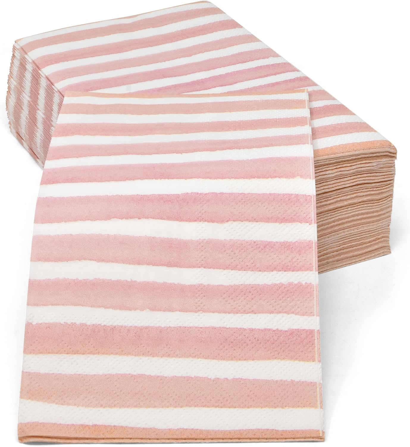 Gift Boutique 100 Pink & White Stripe Guest Napkins 3 Ply Disposable Paper Pack Striped Dinner Hand Napkin for Bathroom Powder Room Holiday Wedding Bridal & Baby Shower Decorative Towels