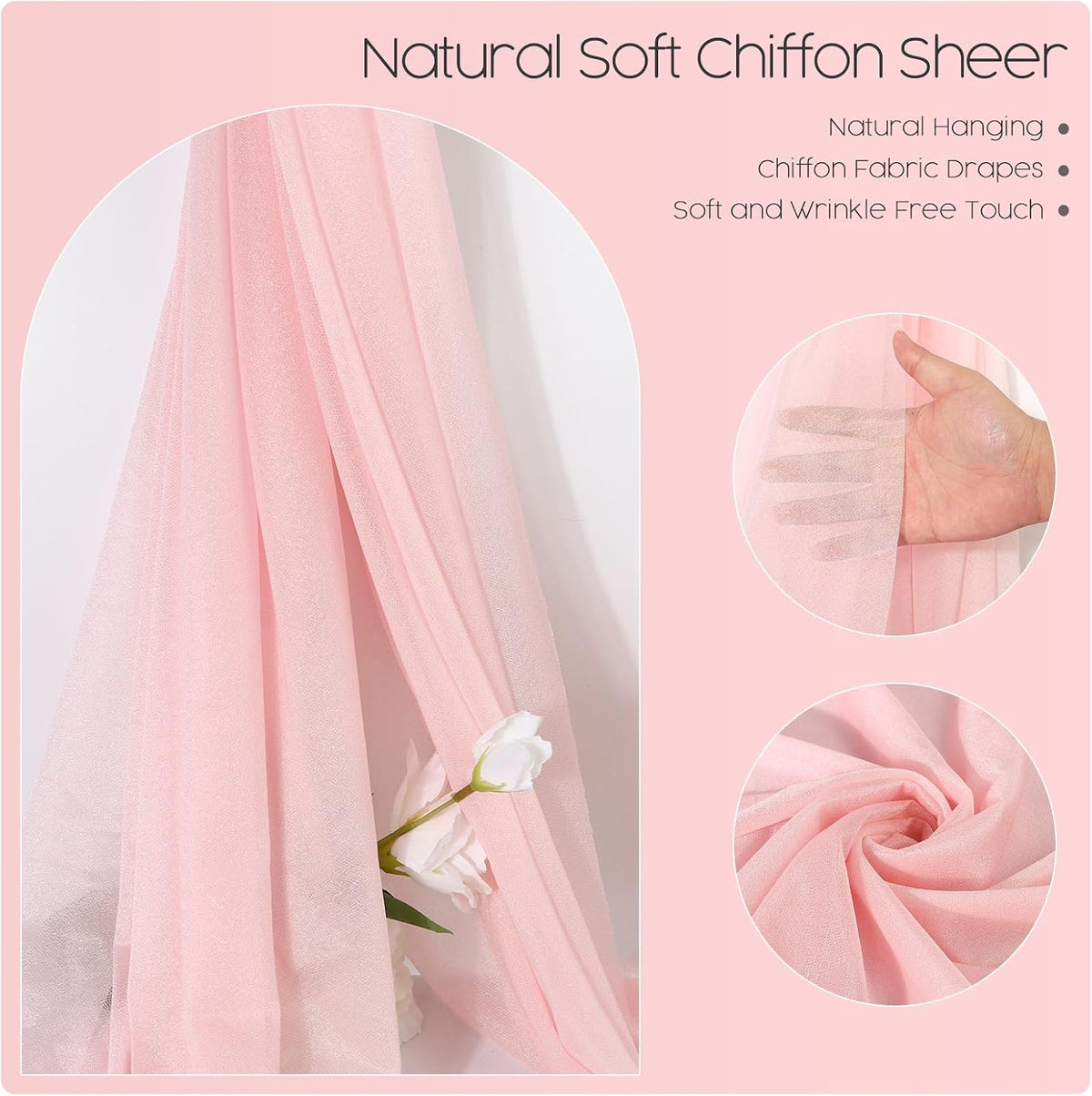 Decorative Arch Draping Fabric Light Peach, Curtain Panel Wedding Backdrop