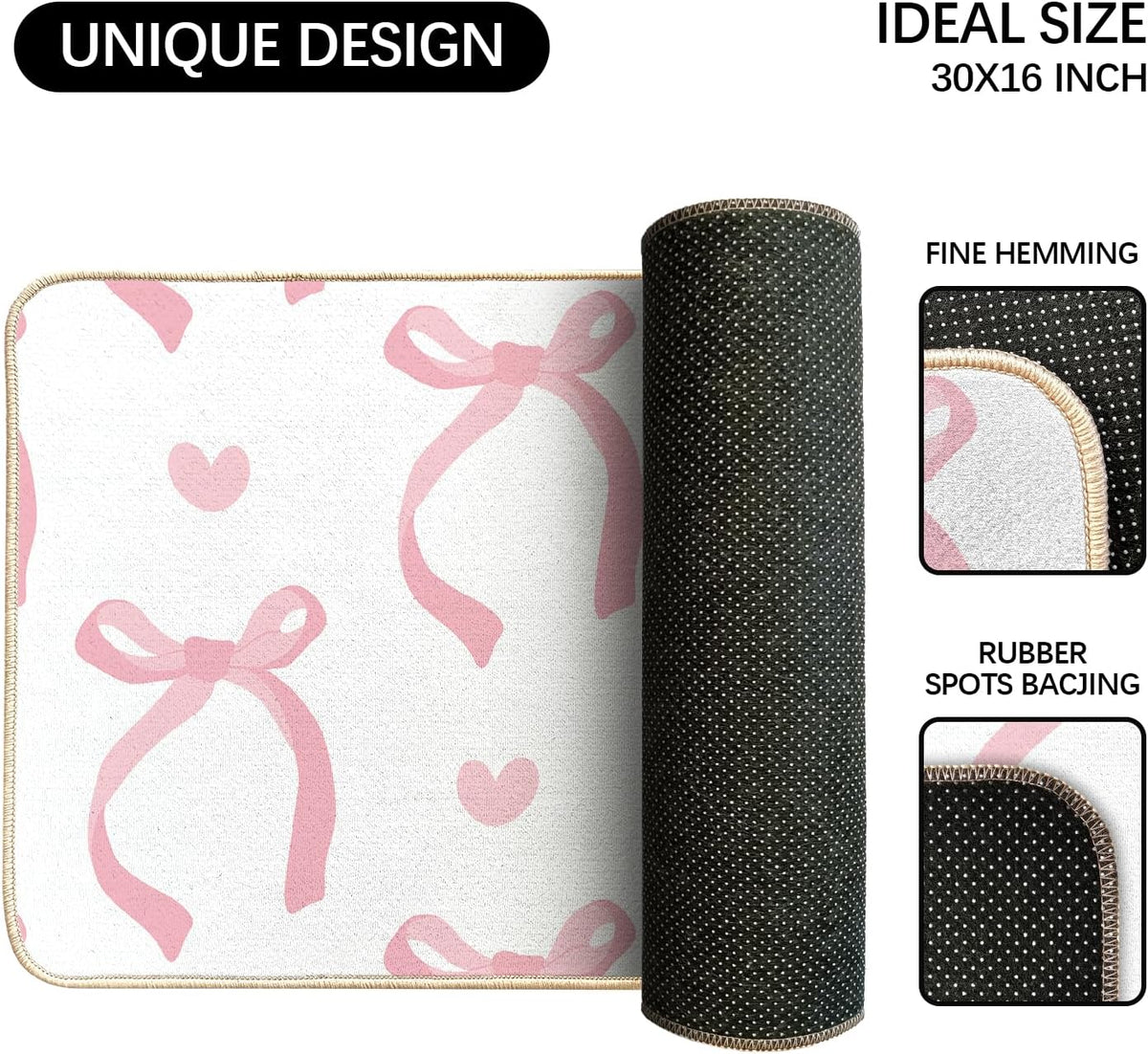 Cute Coquette Pink Bow Welcome Mat for Girls Bedroom Bathroom Decor
