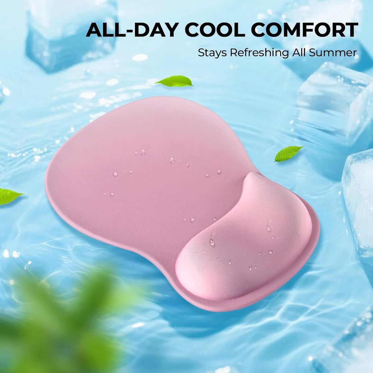 Pink Mouse Pad with Gel Wrist Rest, Ergonomic Cute Mousepad