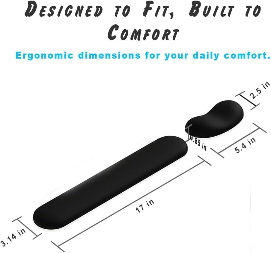 Ergonomic Wrist Rest Set for Keyboard and Mouse | Cooling Gel & Slow-Rebound Memory Foam Palm Support Pad | Luxe Leather, Minimalist, Non-Slip PU Base for Office, Laptop & Gaming (01Pink)