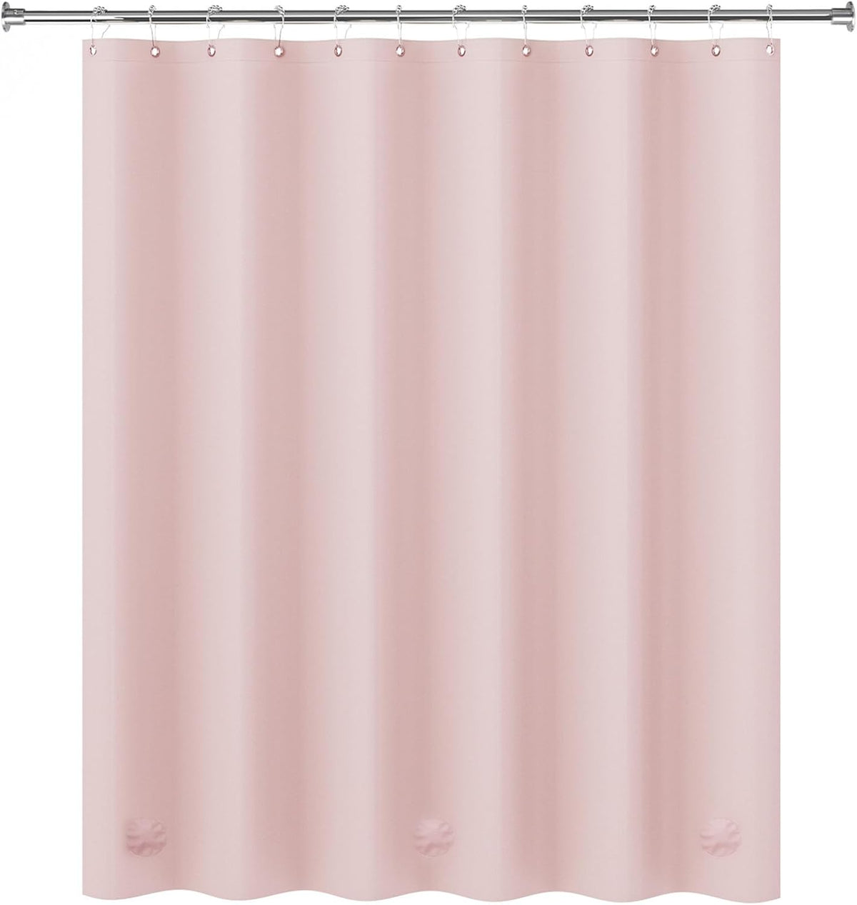 Light Pink Shower Curtain Plastic 72x72 Inches, Premium PEVA Shower Curtain Pink, 8G Heavy Duty Shower Curtains for Bathroom with 3 Big Weighted Stones and 12 Rustproof Grommets
