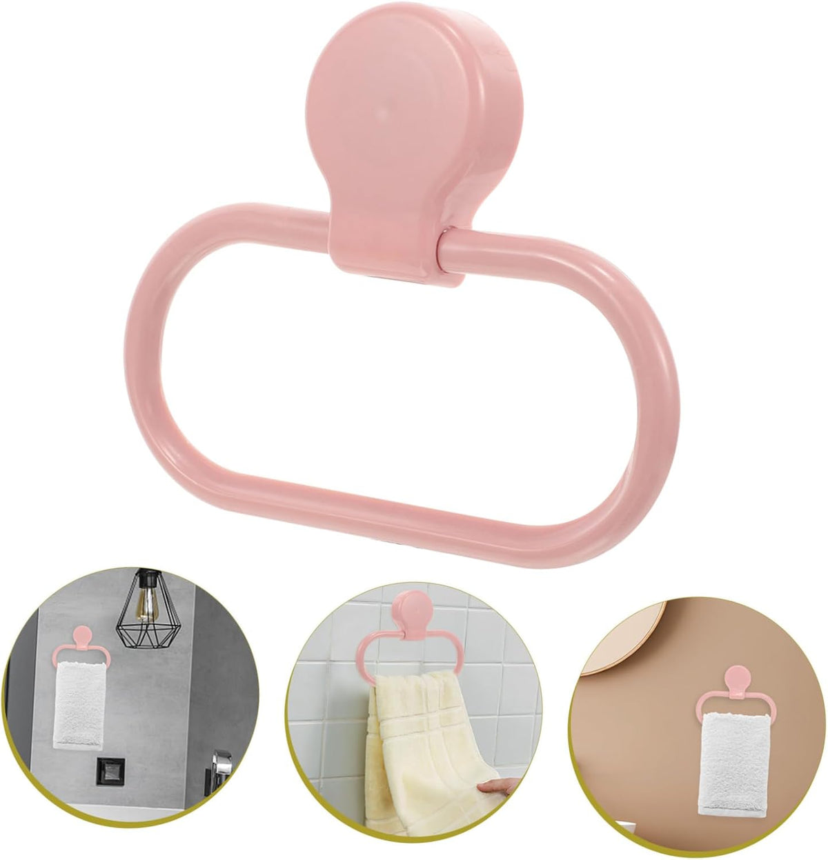 Pink Self Adhesive Towel Ring No Drilling Bathroom Holder