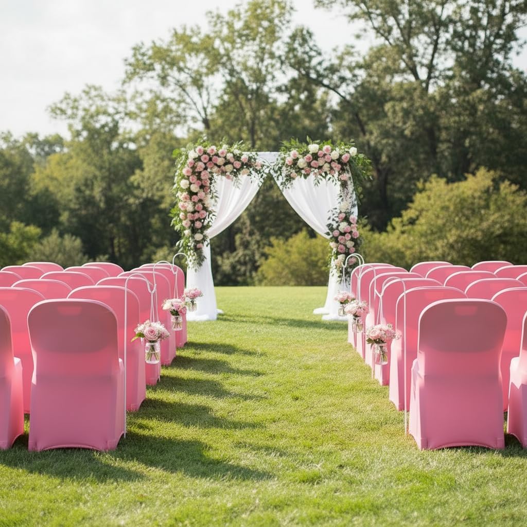 2 Packs Folding Chair Covers Seat Cover for Dining Wedding Party (2, Pink)