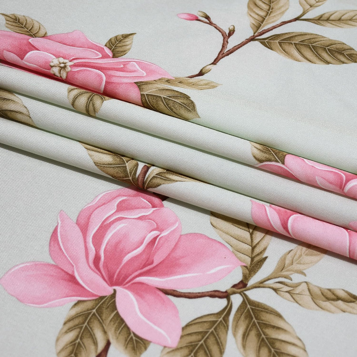 Floral Print Round Tablecloth, Light Green & Pink, 70 Inch