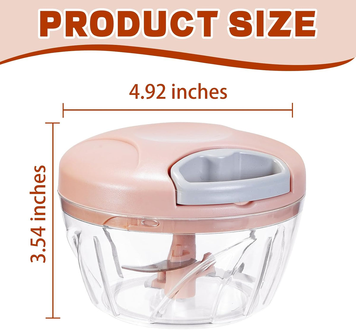 Manual Food Processor Vegetable Chopper, Portable Hand Pull String Garlic Mincer Onion Cutter for Veggies, Suitable for Vegetables, Ginger, Garlic, Fruits, Onion, Potato, Salad (Pink 500 ml)
