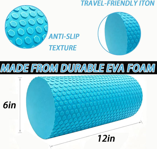 Foam Roller for Exercise, Pilates, Back Physical Therapy, 12" X 6" Round