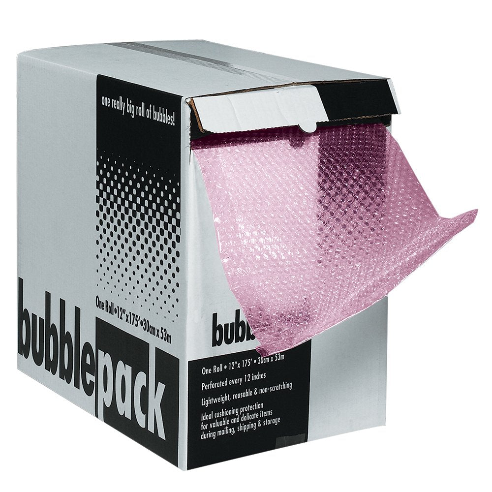 Polyethylene Anti-Static Bubble Dispenser Pack, 50' L x 24" W, 1/2" Thick, Pink (BD1224AS)