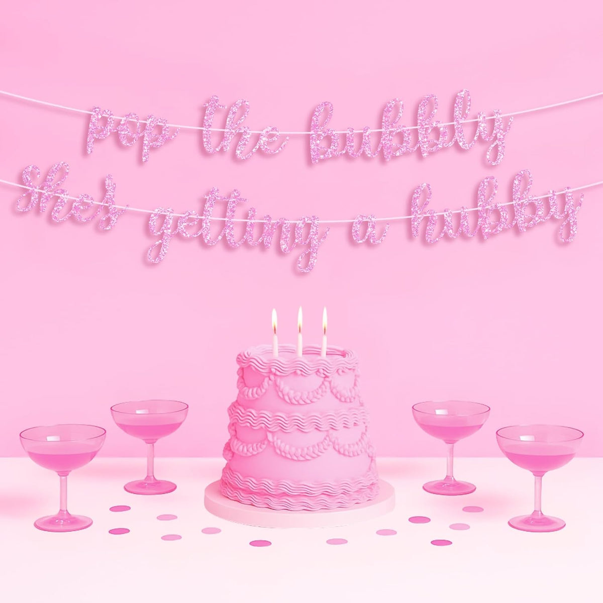 Pre-Strung Love Laughter & Happily Ever After Banner - Pink Bridal Banner