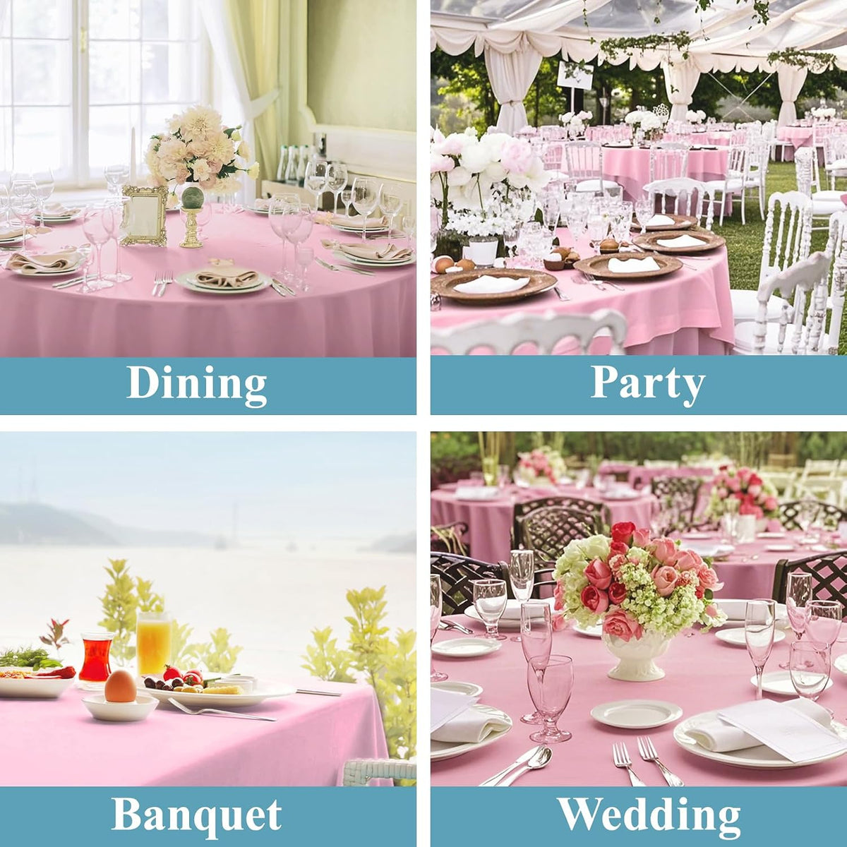 Tablecloth 10 Pack 120inch Round Table Cloth Polyester, Pink