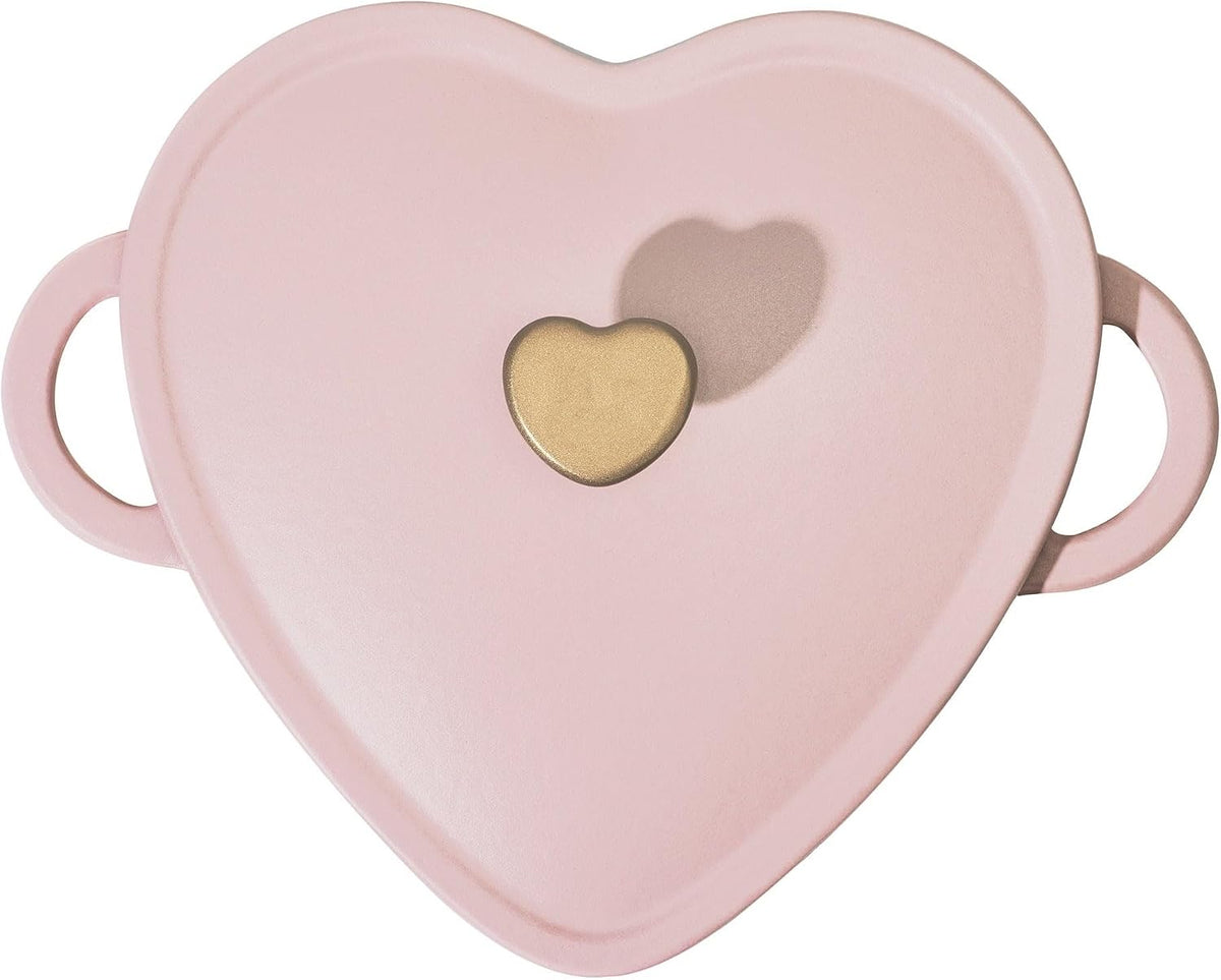 Beautiful 2-Quart Cast Iron Heart Dutch Oven, Pink Champagne, Drew Barrymore