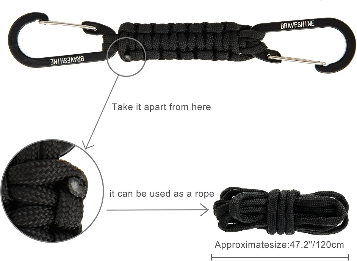 Paracord Keychain Carabiner Clip | D Ring Hanger Lanyard Hook