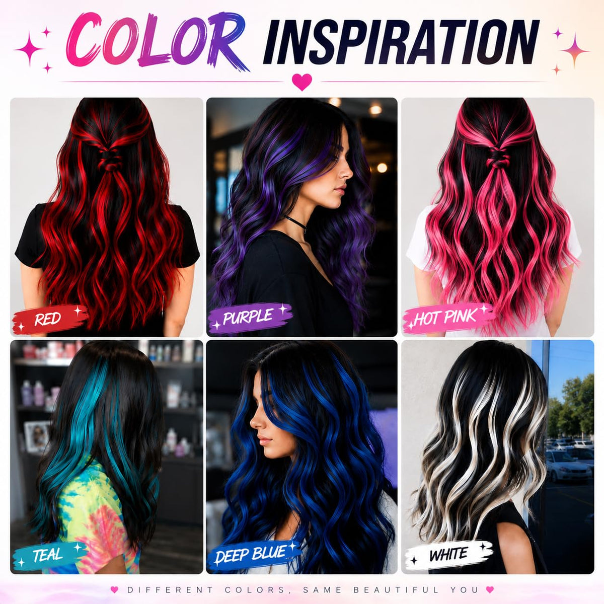 Pink Hair Extensions Clip in 10 Pieces Synthetic Hairpieces