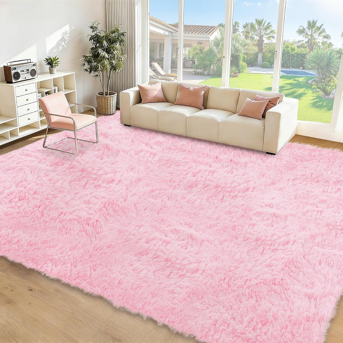 8x10 Area Rugs for Living Room: Soft Pink Fluffy Rug Shag Washable Rug Plush Fuzzy Indoor Carpet for Bedroom Nursery Playroom Girls Boys Kids Room (Pink, 8'x10')