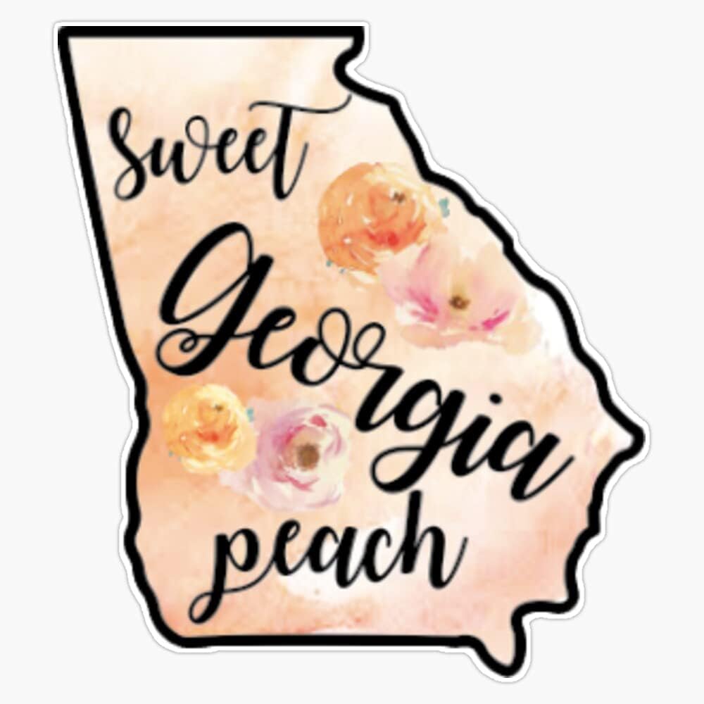Georgia Peach Vinyl Waterproof Sticker Decal Car Laptop Wall Window Bumper Sticker 5"