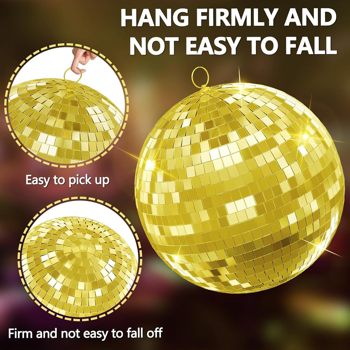 Mirror Disco Ball, 12"/16"/20" Disco Ball with Hanging Ring, for DJ Club Party Wedding Home Decor Pink 12Inch