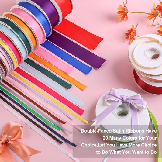 1/2" x 50Yds Peach Pink Double Faced Satin Ribbon,High Density Solid Color Ribbon,Great for Crafts,Gift Wrapping,Sewing,Wedding&Christmas Decor (1/2" x 50Yds, Peach Pink)
