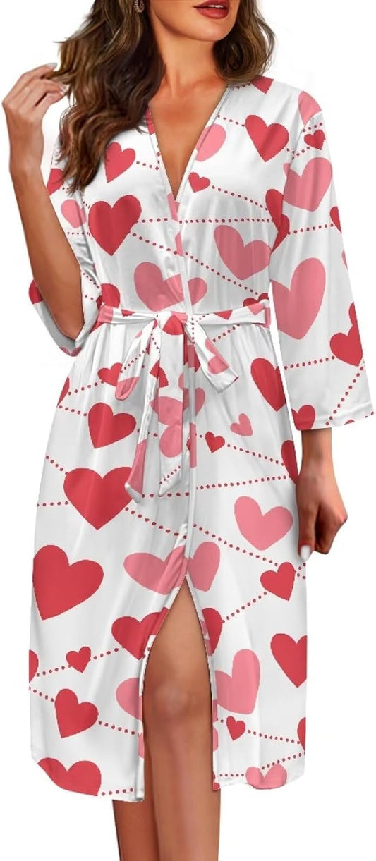 Womens Robes Knee Length Attach Belt Womens Night Shirts for Sleeping V Neck Spa Shower Robe Plus Size Bathrobe