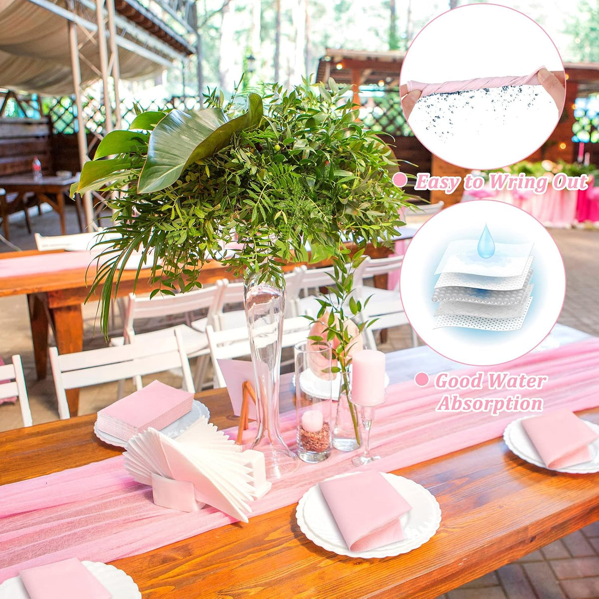 100 Pcs Light Pink Napkins Disposable 2 Ply Paper Dinner