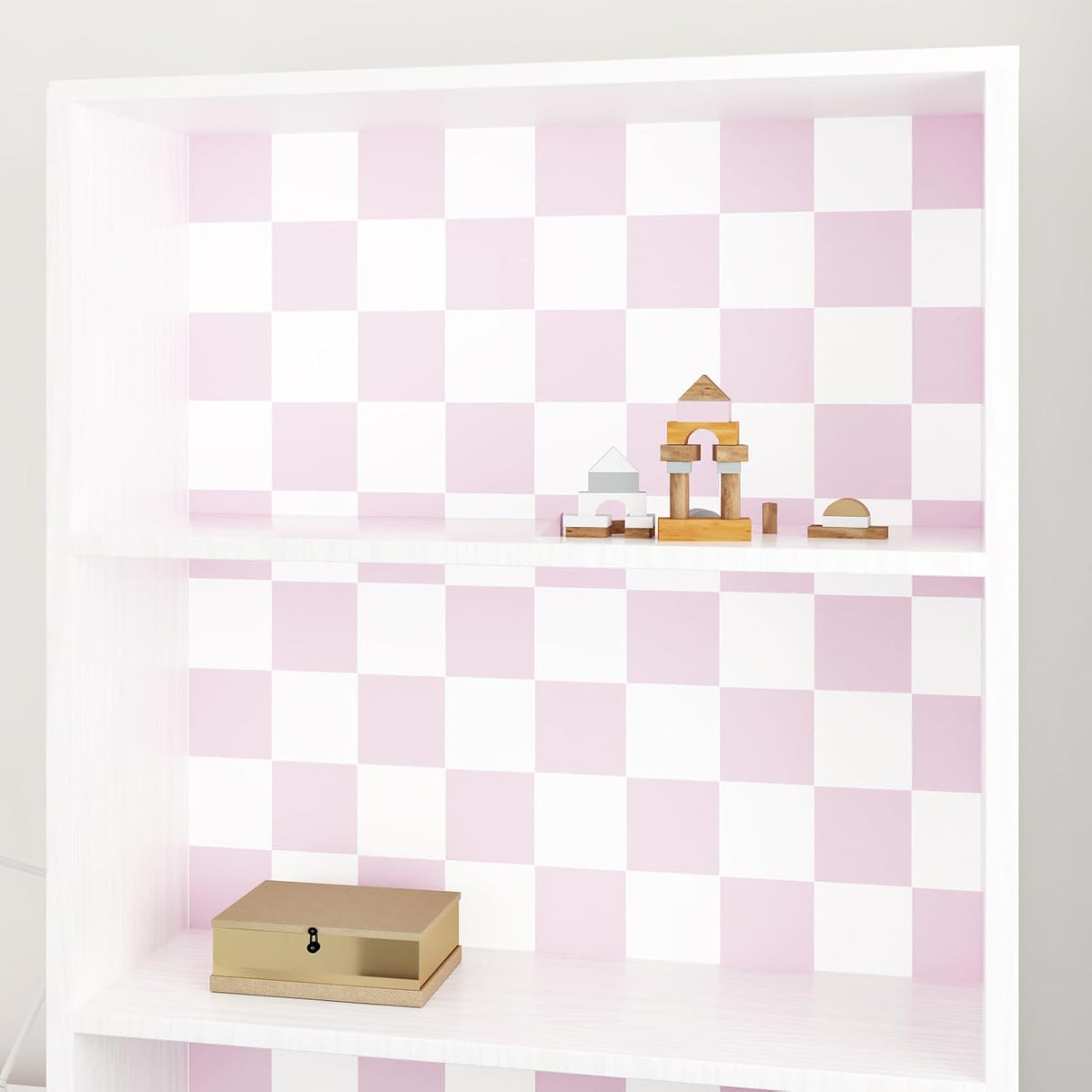 Pink Checkered Wallpaper Peel and Stick Pink White Modern Geometric Wallpaper Checkered Contact Paper Waterproof Funky Checkerboard Wallpapers for Girls Bedroom Countertops 17.5"x120"