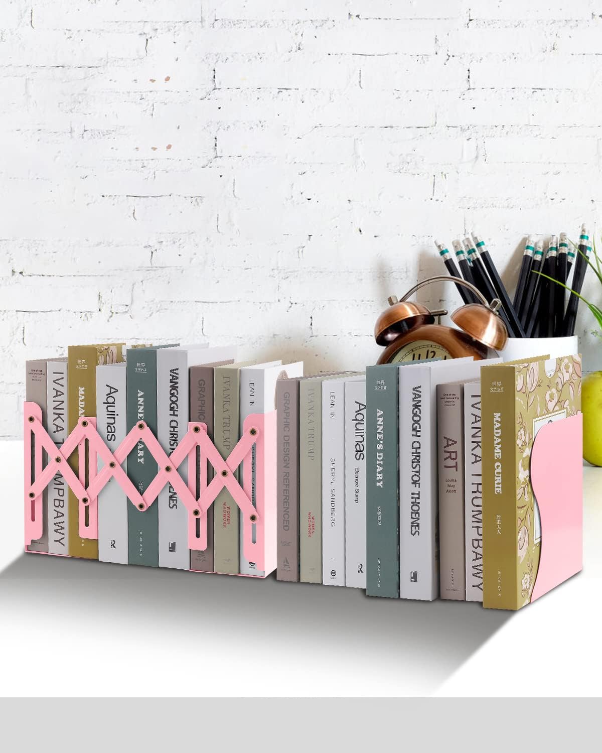 Honagu Adjustable Bookends, Metal Book Ends for Shelves Heavy Book