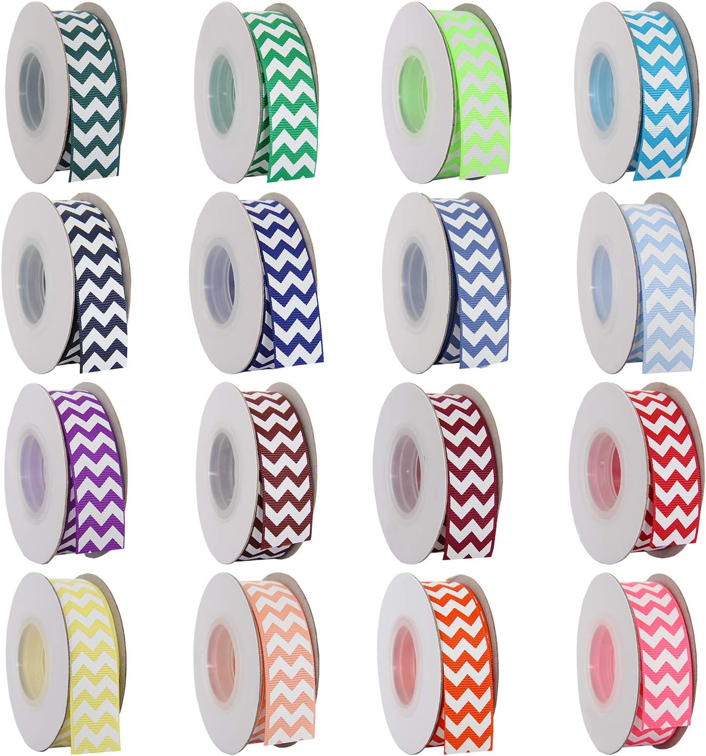 Peach Grosgrain Chevron Ribbon - 7/8" x 10 yd | Chevron-striped grosgrain ribbon - perfect for bows, hair clips, gift wrapping & DIY decorations
