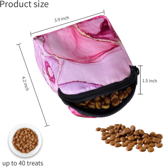 Dog Treat Pouch,Treat Pouches for Pet Training,Portable Snack Reward Dog Food Dispenser for Traveling or Outdoor Use,Pink Marble