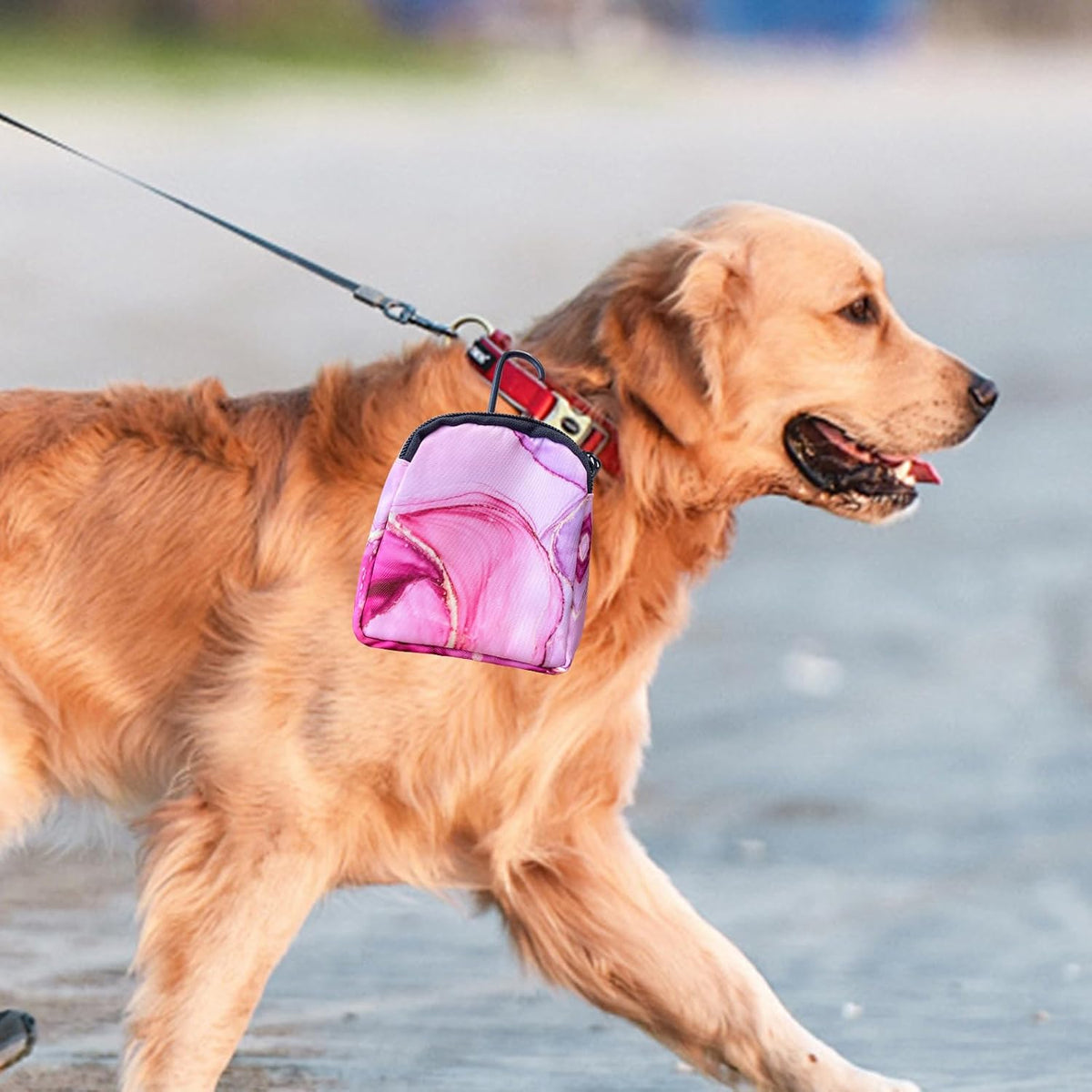 Dog Treat Pouch,Treat Pouches for Pet Training,Portable Snack Reward Dog Food Dispenser for Traveling or Outdoor Use,Pink Marble