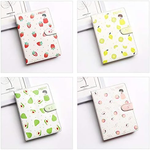 Student Cute Cartoon Fruit Pattern Notebook Leather Cover Journal Diary Notepad(Peach)