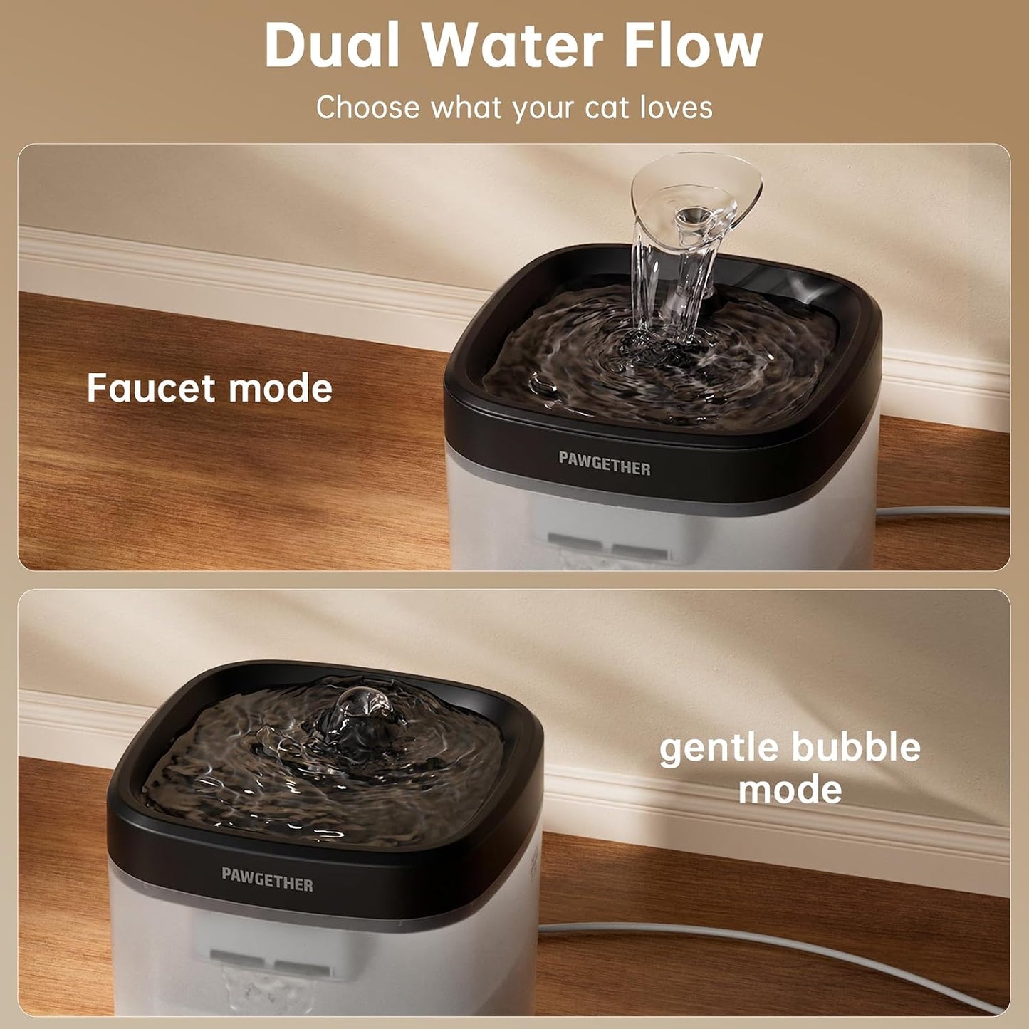 PAWGETHER® Cat Water Fountain with Wireless Pump 51oz/1.5L Dog Water Fountain, Ultra Quiet Automatic Pet Water Fountain Portable Indoor Ourdoor Travel Small Dog Water Dispenser with Adapter Black