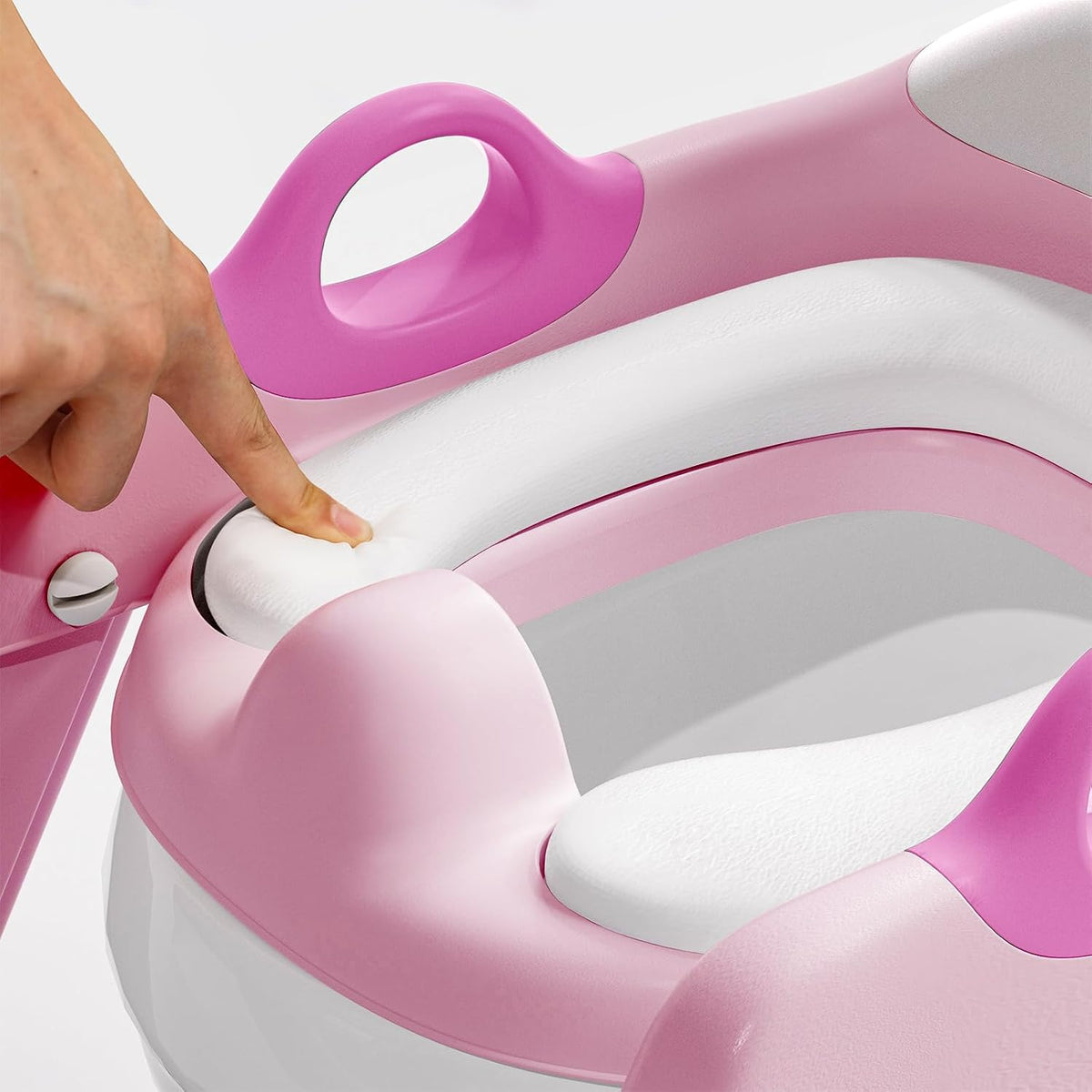 Potty Training Toilet Seat with Step Stool Ladder for Boys and Girls, 2 in 1 Potty Training Toilet, Splash Guard Anti-Slip Pad Step Stool (Pink) Pedal Upgrade.
