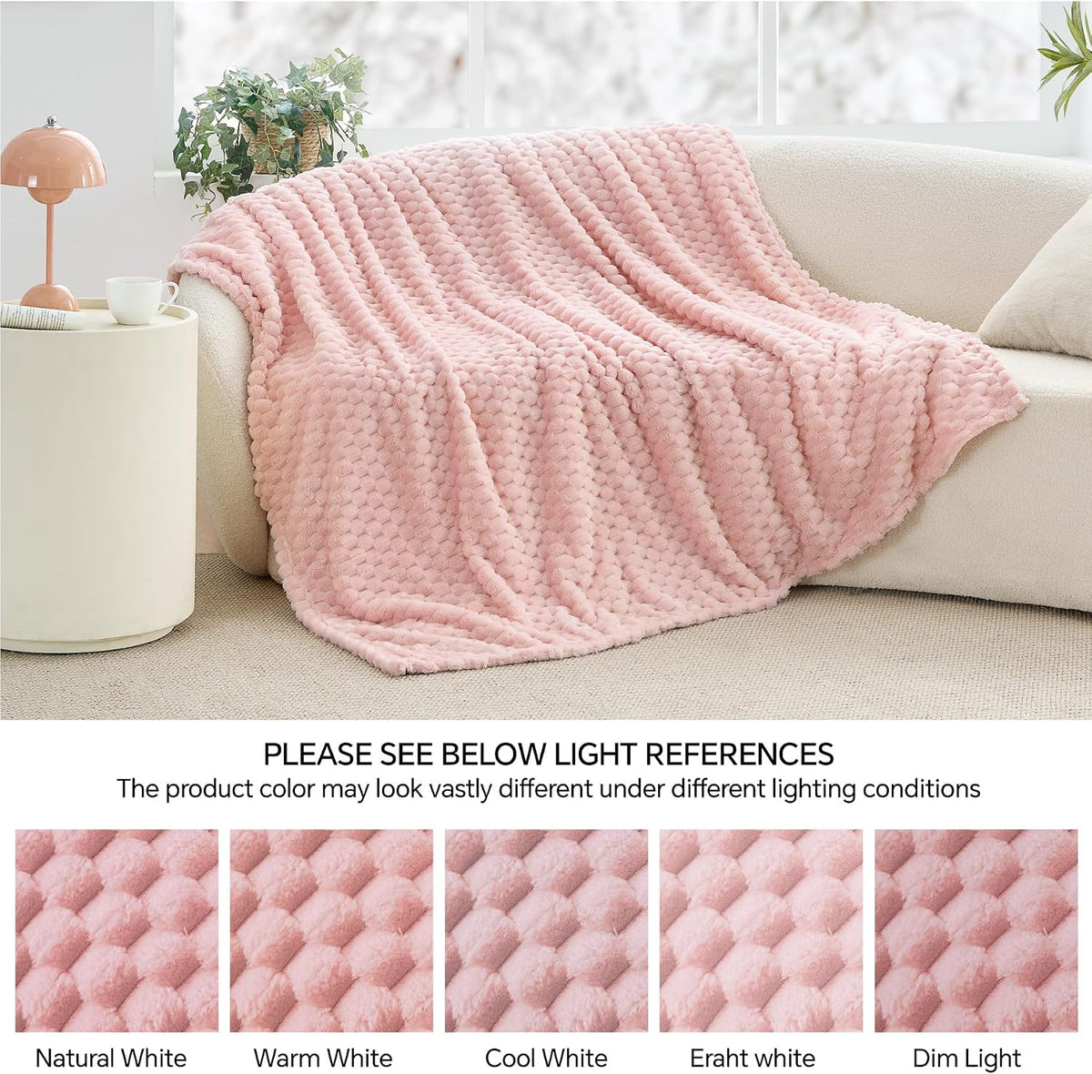 Pink Throw Blanket for Couch, Soft Cozy Gifts for Women, 50 * 60
