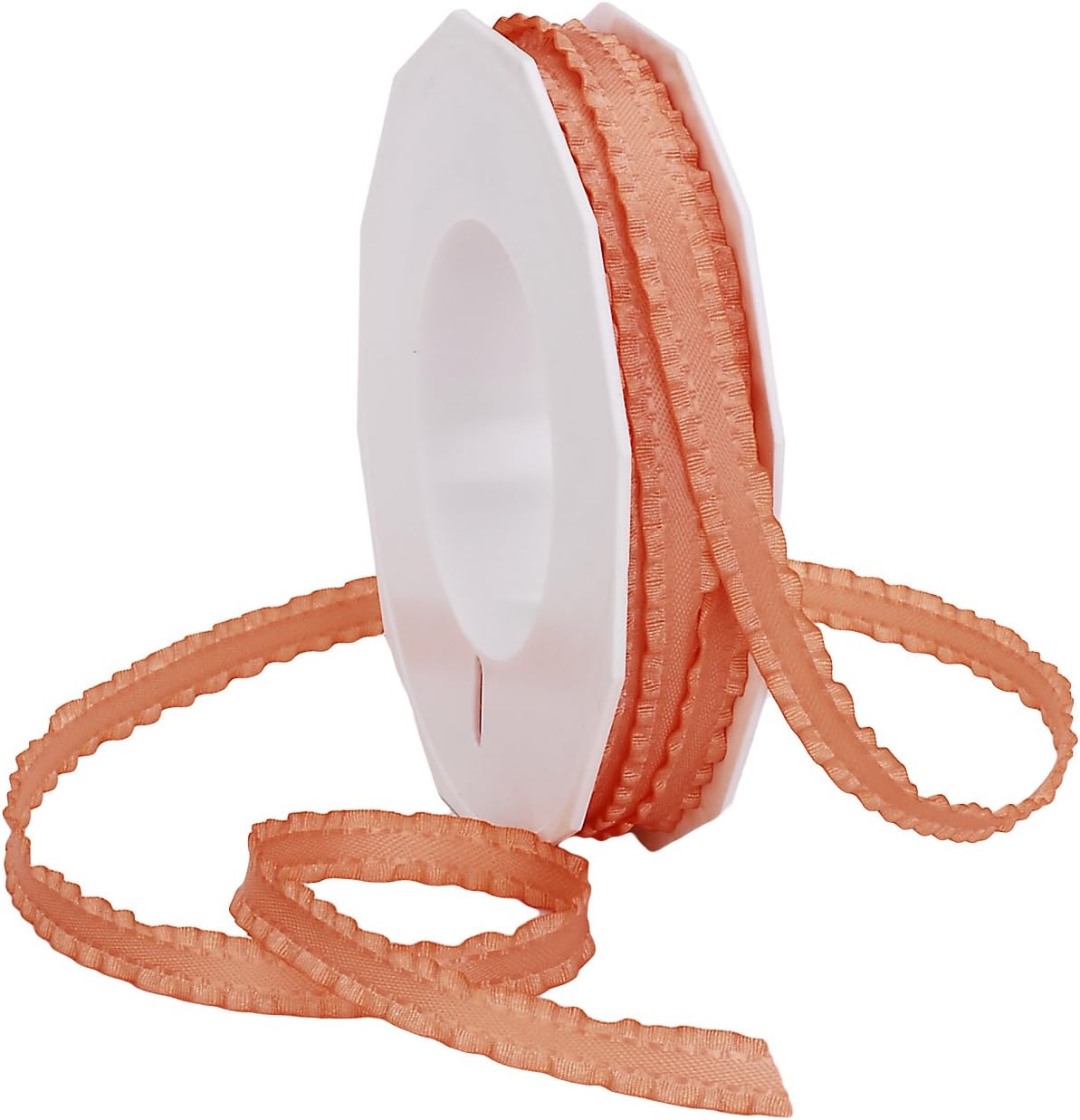 Double Ruffle Ribbons for Wedding Bridal Shower Décor, Gift Wrapping, Birthday, Sewing and Crafts, 3/8-Inch by 16.5-Yard, Peach