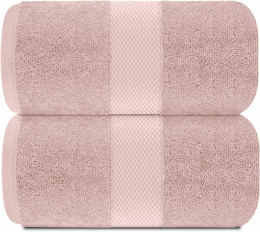 Pink 650 GSM Cotton Bath Sheet Towel - Extra Large 35x70, Luxury Soft, Highly Absorbent, Quick Dry, 2 Pack