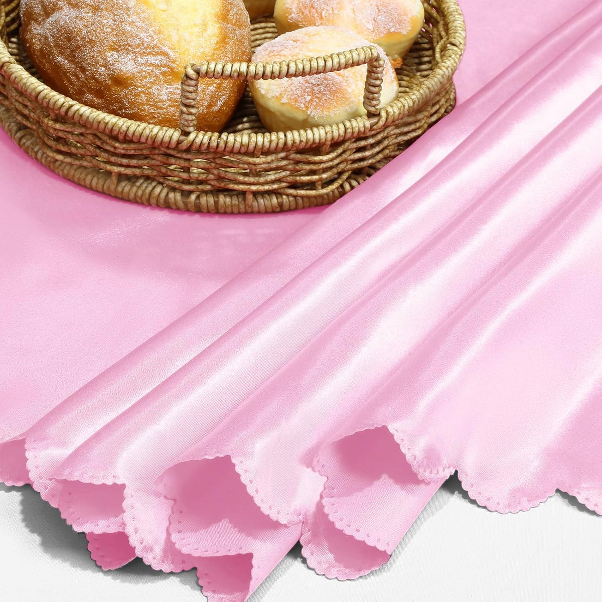 1 Pack 60 Inch / 5ft Round Satin Tablecloth, Light Pink