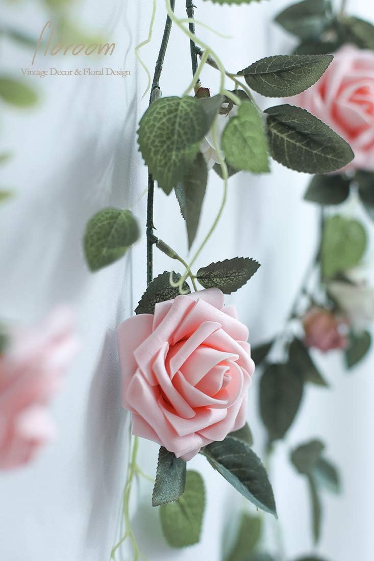 Artificial Flowers 25pcs Realistic Peach Pink Foam Fake Roses with Stems for DIY Wedding Bouquets Bridal Shower Centerpieces Floral Arrangements Party Tables Home Decorations