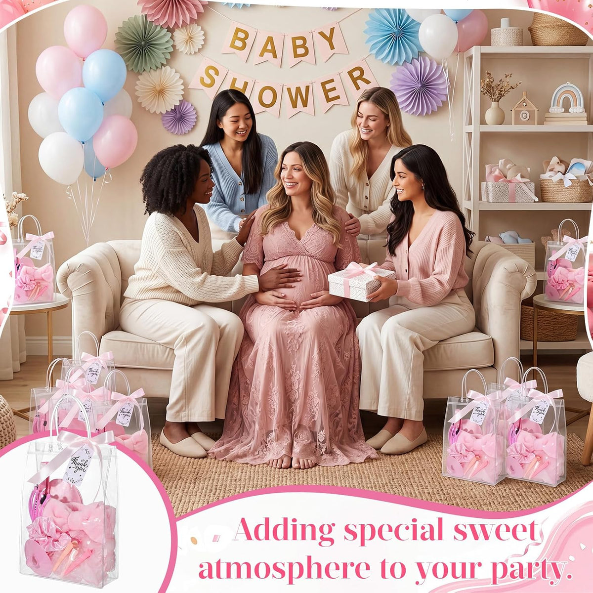 85 pcs / 6 Set Baby Shower Prizes for Winners Spa Party Favor for Sleepover Girls Gift with Headband, Massage Comb, Eye Mask,Makeup Bag for Women Girls Birthday Bridesmaid Bachelorette Party
