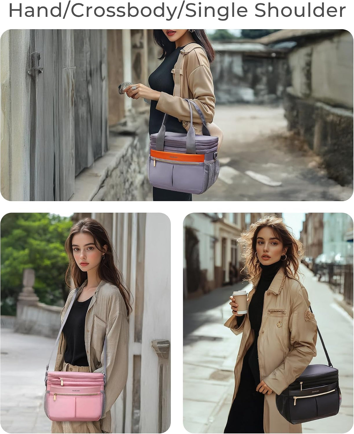 Lunch Box for Women Double Deck Insulated Lunch Bag Women Expandable Leakproof Reusable Lunch Cooler Bag for Work, Office, Picnic, Pink
