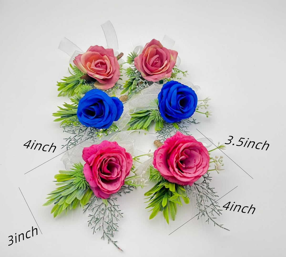 Deep Pink Rose Flower Corsage and Boutonniere Set 2