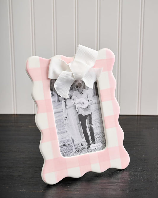 Vertical Pink Bow Frame; 7" x 9"