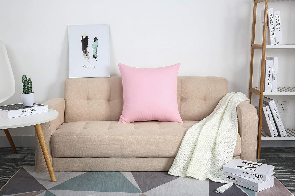 Handmade Decorative Solid 100% Cotton Canvas Throw Pillow Covers/Cushion Covers, 45 Colors Available - (20" x20" , Salmon Pink, 2 Count (Pack of 1))