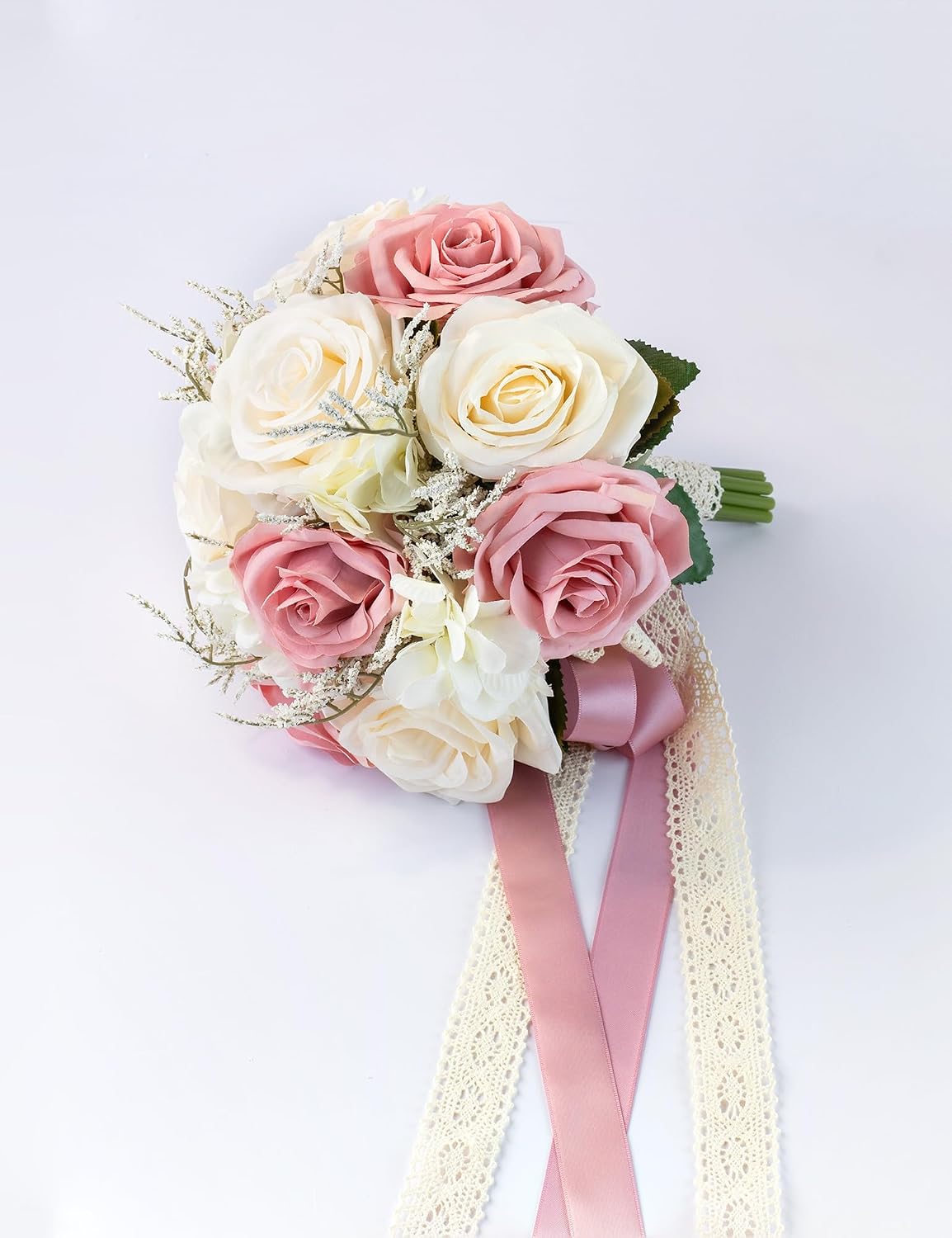 Bride Bouquets for Wedding Pink Artificial Flowers Roses Tossing Bouquet for Bridesmaid for Wedding Ceremony Anniversary