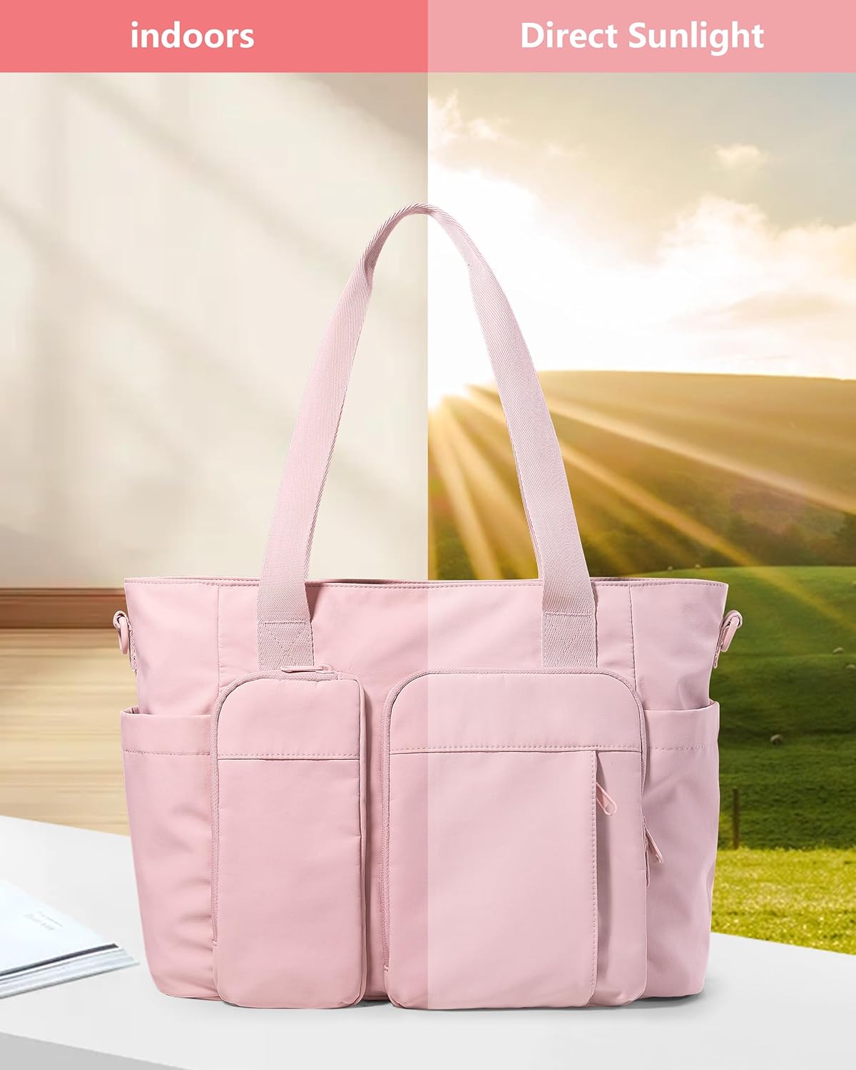 Nurse Tote Bag with Crossbody Strap, 9-Pocket Clinical Bag for Nursing Students