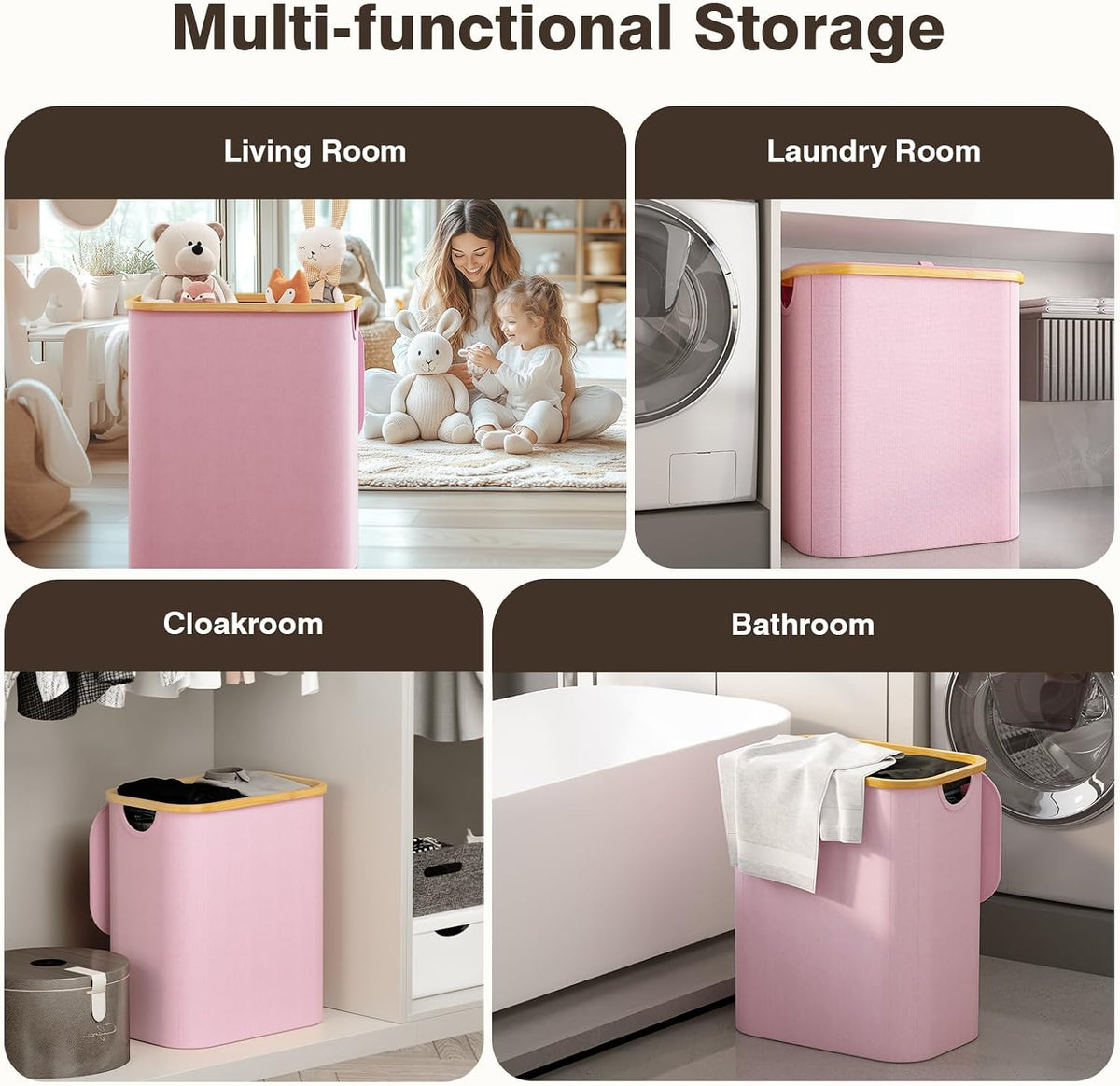 Hampers for Laundry Basket with Lid, 145L Large Laundry Hamper 3 Section