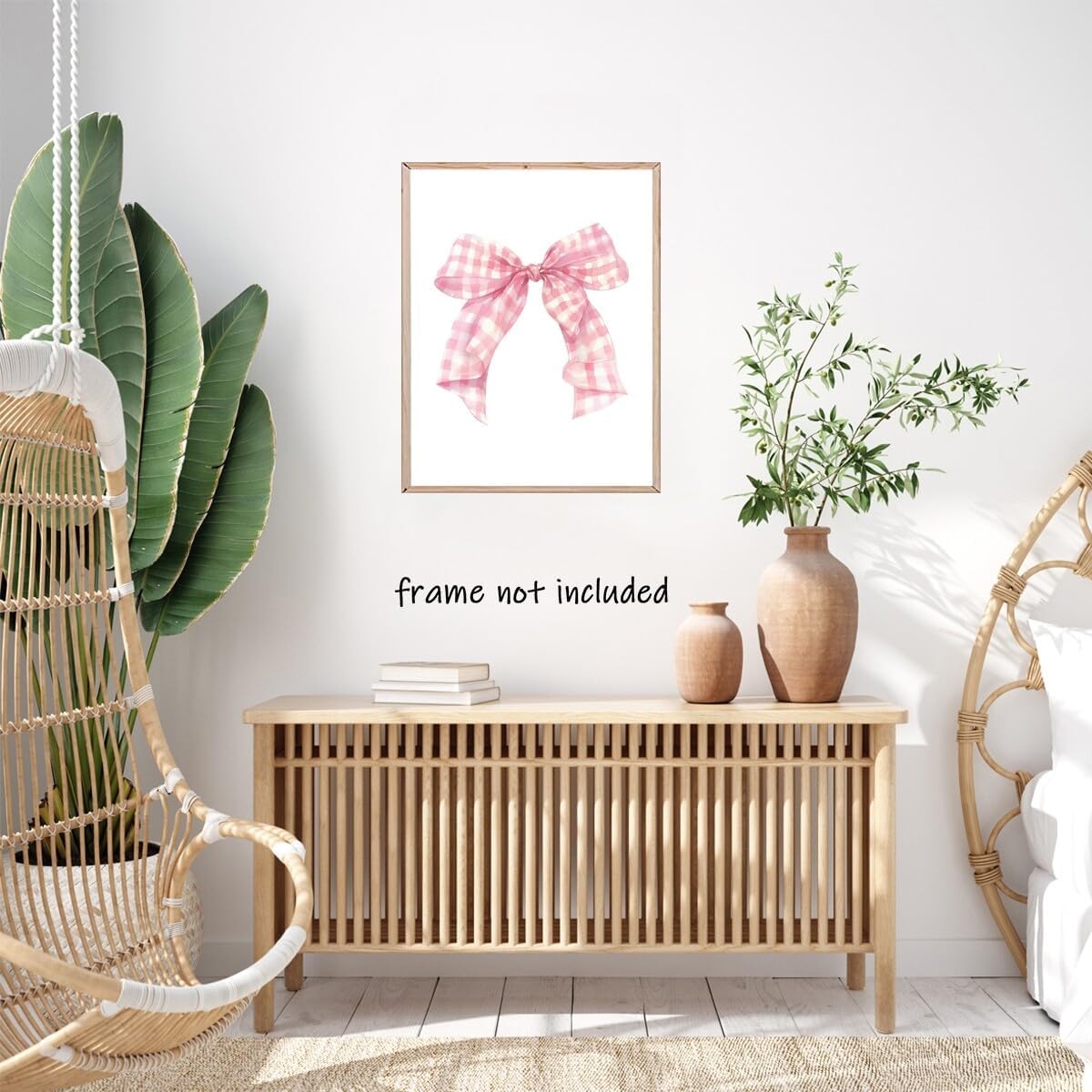 Preppy Canvas Wall Art Pink Bow Poster blush Balletcore wall art Funky Coquette Room Decor Aesthetic Pastel Pink Girly Wall Art for College Apartment wall Decor Unframed12x16inch