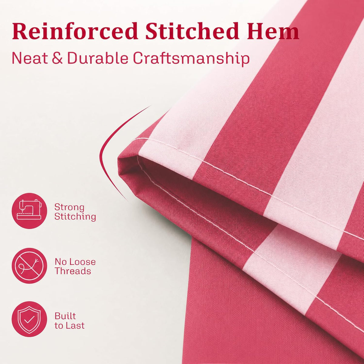 Vertical Striped Shower Curtain, Cute Retro Vintage Stripe Farmhouse Bathroom Shower Curtain, Waterproof Polyester Fabric Modern Shower Curtain for Bathroom 72x72 Inches (Double Pink)