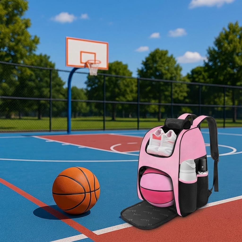 Basketball Bag, Sturdy Soccer Bag with Ball Holder, Shoe Compartment
