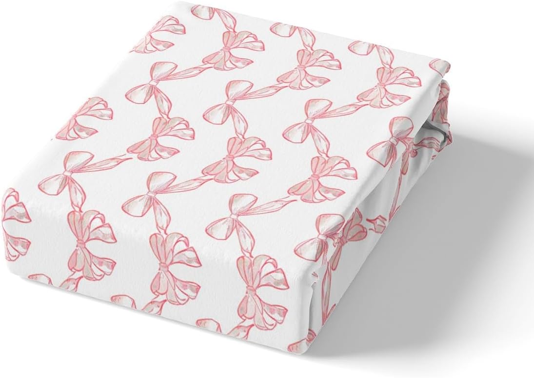 Pink Bows Fitted Sheet Twin Size