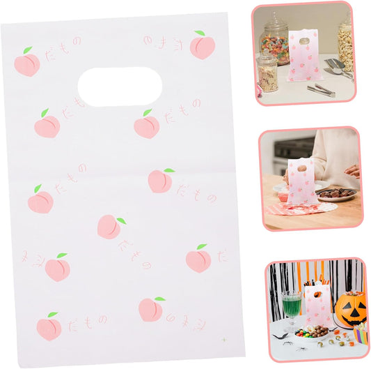 100pcs Daisy Candy Treat Bags Plastic Goodie Bags for Birthday Party Favors for Wrapping Snacks and Sweets Peach Pattern